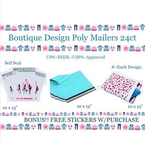24ct ~ 10x13’ Designer PolyMailers Variety Pack   ~BONUS~24ct Free Stickers 🌿🆕🌿